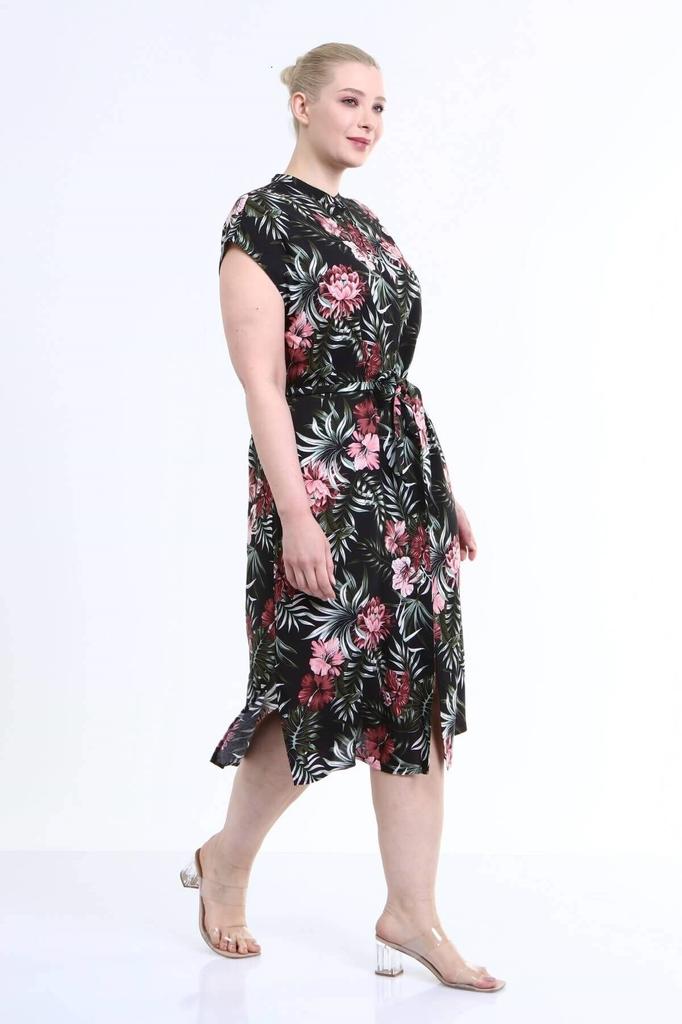 Damen Übergröße Kleid Niedrige Ärmel Hemdkleid