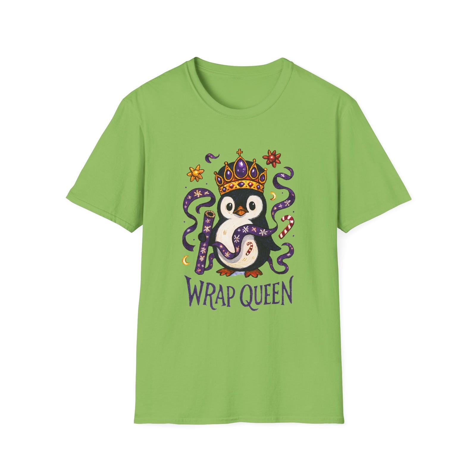 Unisex Softstyle T-Shirt Mens Womens Tees Top Whimsical Penguin Crown Scepter Festive Holiday S