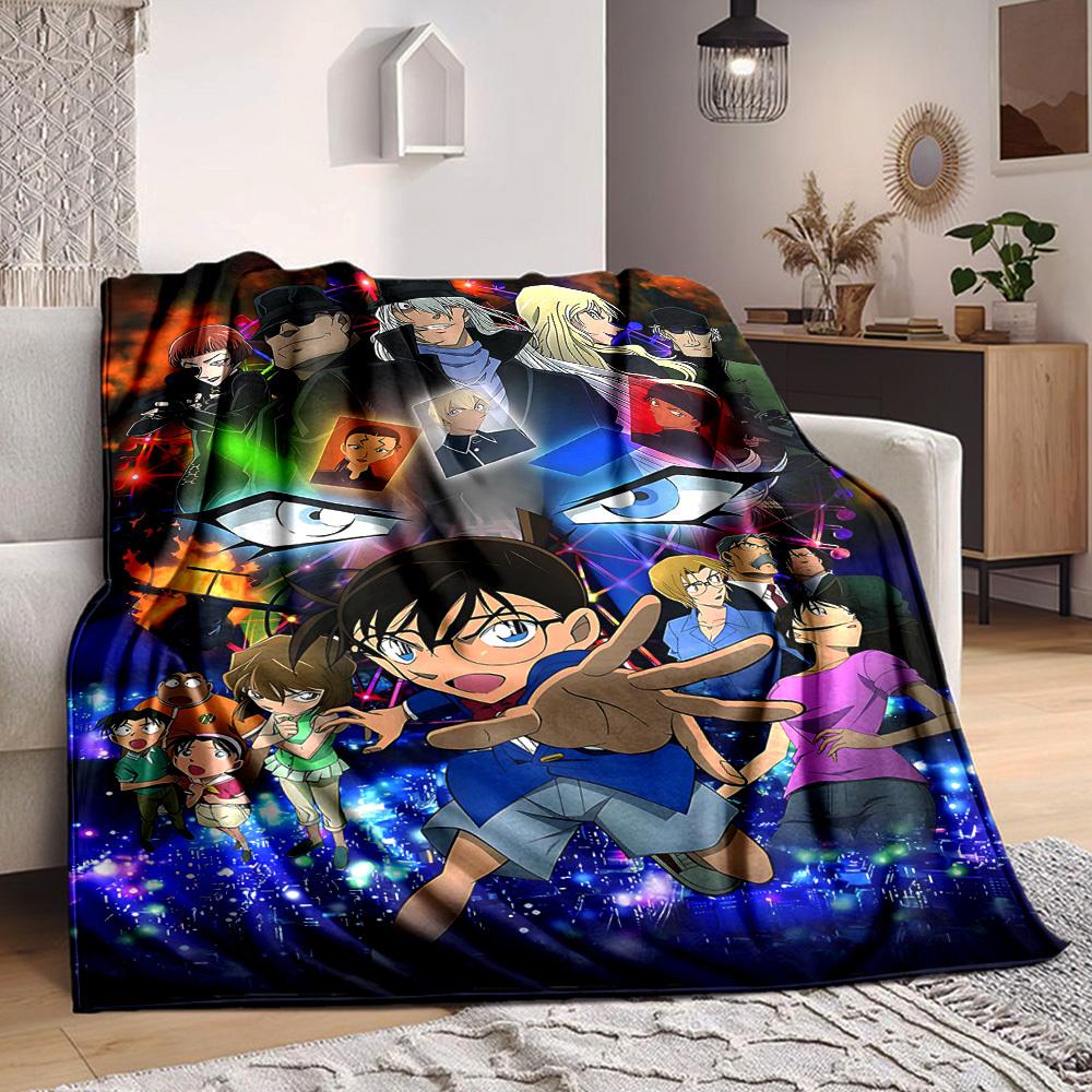 1pc Detective Conan Cozy Print Blanket Lightweight Warm Flannel Throw Blanket For Sofa, Bed, Living Room