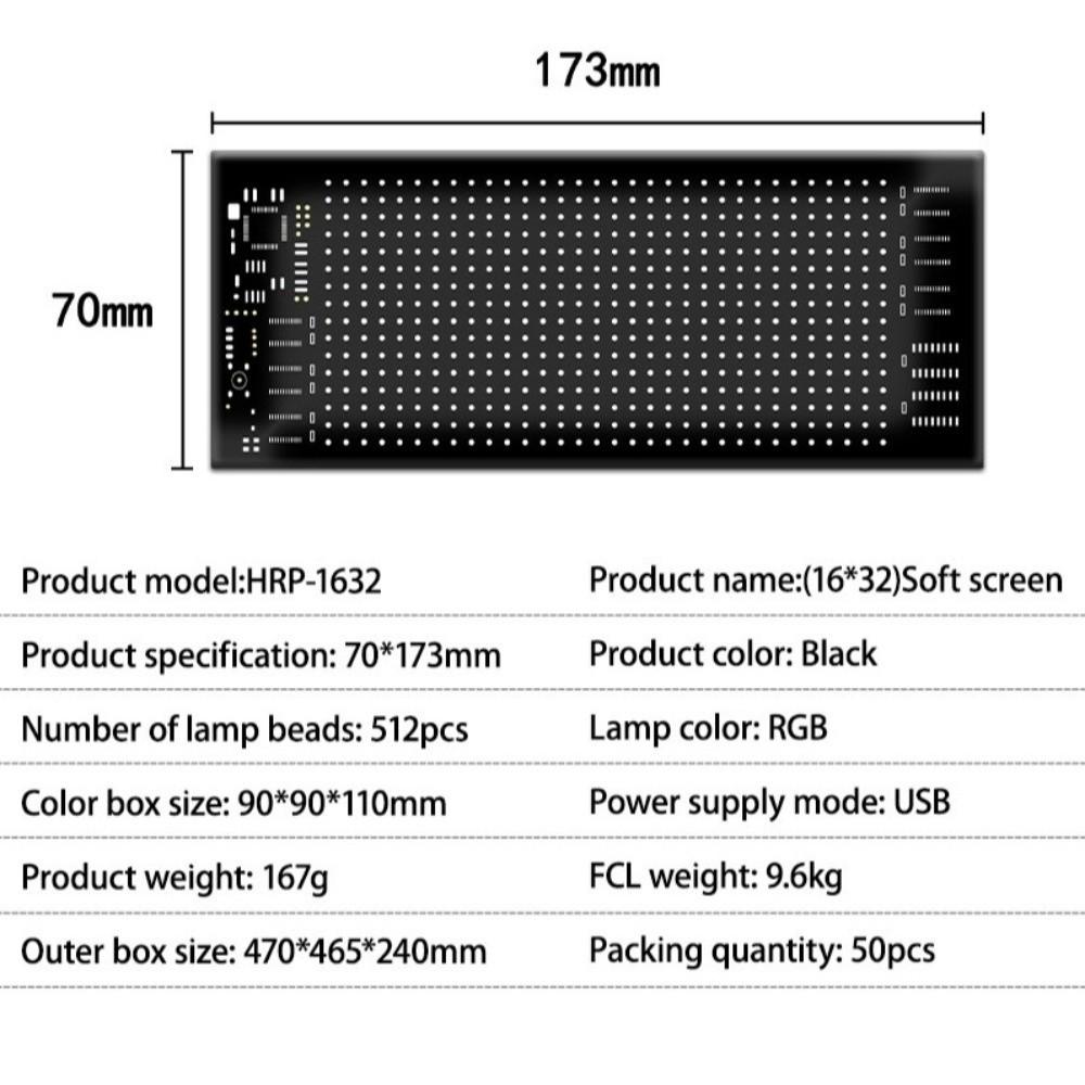 USB-Powered LED Screen Flexible Flexible Soft Screen Dynamic LED Matrix Panel  Truck Windshield