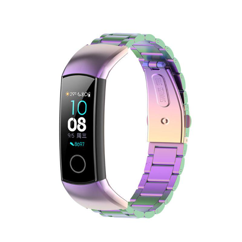 Suitable for Huawei for Honor Band 5 4 Watch Band Adjustable Stainless Steel Replacement Strap Wristband Bracelet Rust P