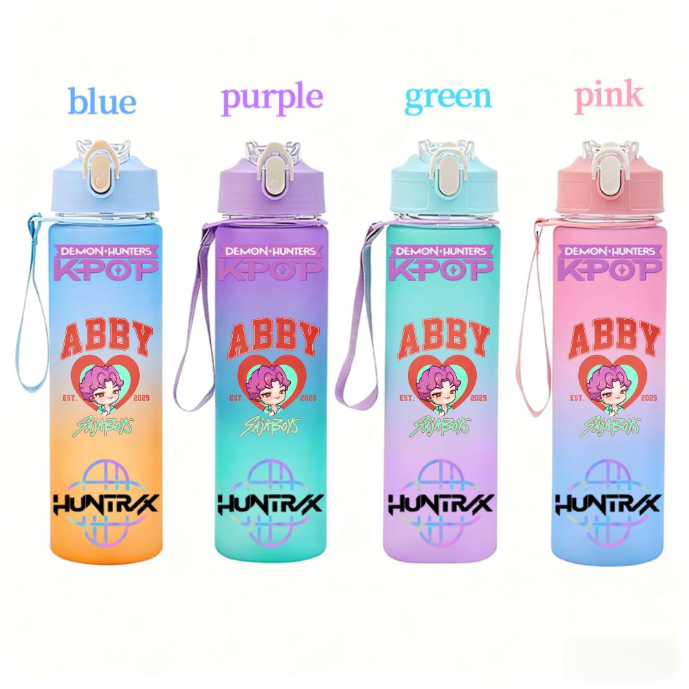 KPop Demon Hunters Gradient Water Bottles Student Adult Drinking Cup Portable High-capacity Outdoor Drink Bottle Gift 750ML Kid Friendly Entertaining