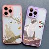 Lovely Cats Flower Case For iPhone 16 15 14 Plus Pro Max 13 12 11 Pro Max Mini 7 8 Plus X XR XS SE2 Phone Cases Shockproof Cover