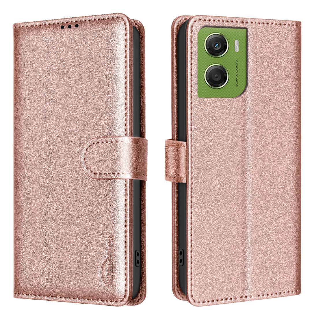 

For Motorola Moto G06 4G Leather Case BINFEN COLOR BF32 Wallet RFID Blocking Phone Cover