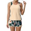 Women’s Two Piece Tankini Swimsuit Set with Sleeveless Top and Printed Shorts Quick Dry Lightweight Fabric