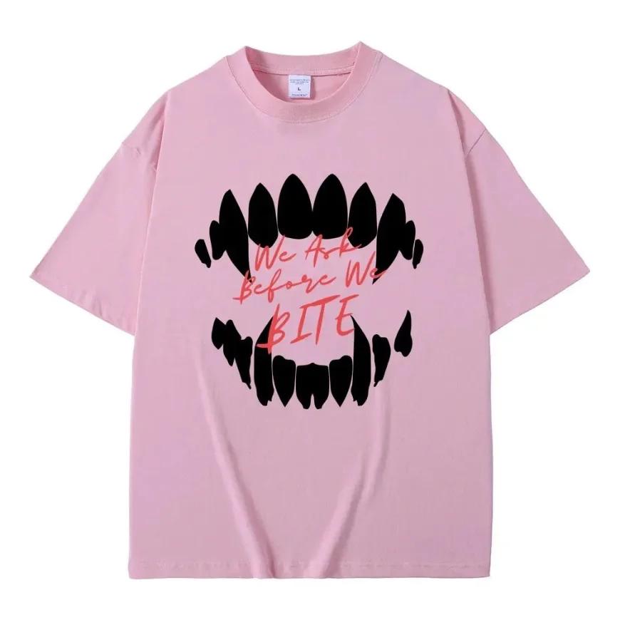 Spiel Baldurs Gate'3 Astarion Wir fragen bevor wir beißen Print T-Shirt Herren Hip Hop Vintage Gothic T-Shirt Männlich Rock Übergroße T-Shirts