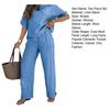 Women's Cotton Linen Two-Piece Outfit Short Sleeve Crew Neck Top And Wide Leg Pants Set Floral Embroidery Casual Lounge Tracksuit