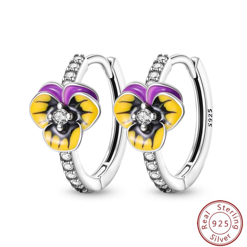 Pendientes de Plata de Ley 925 para Mujer con Diseño de Mariquita, Mariposa, Libélula y Flor de Iris Adecuados para Bodas y Fiestas Joyería Exquisita