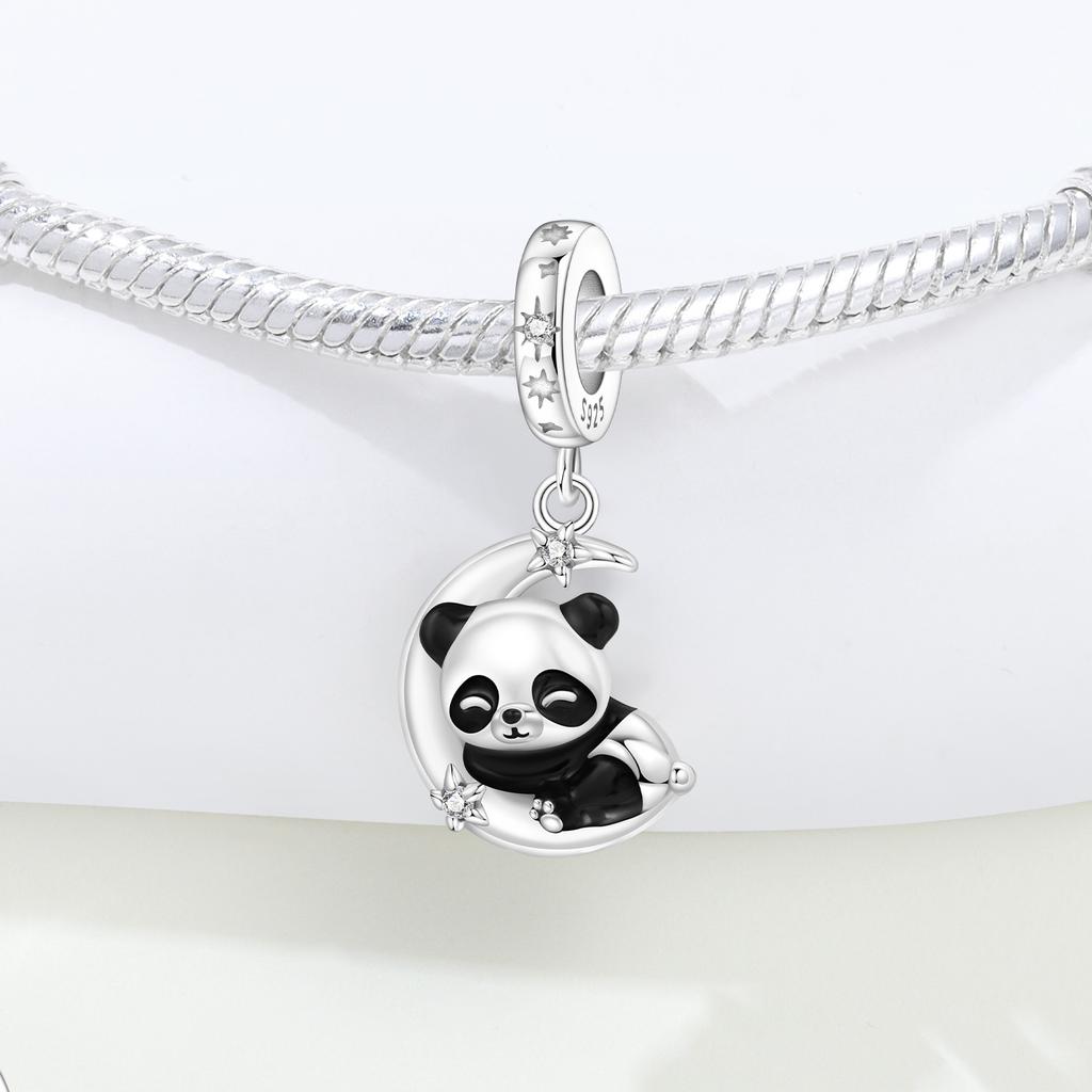Copper Sleeping Panda Animal Beads Original Pendants Bracelet Charm Jewelry Party Diy Trendy Gifts
