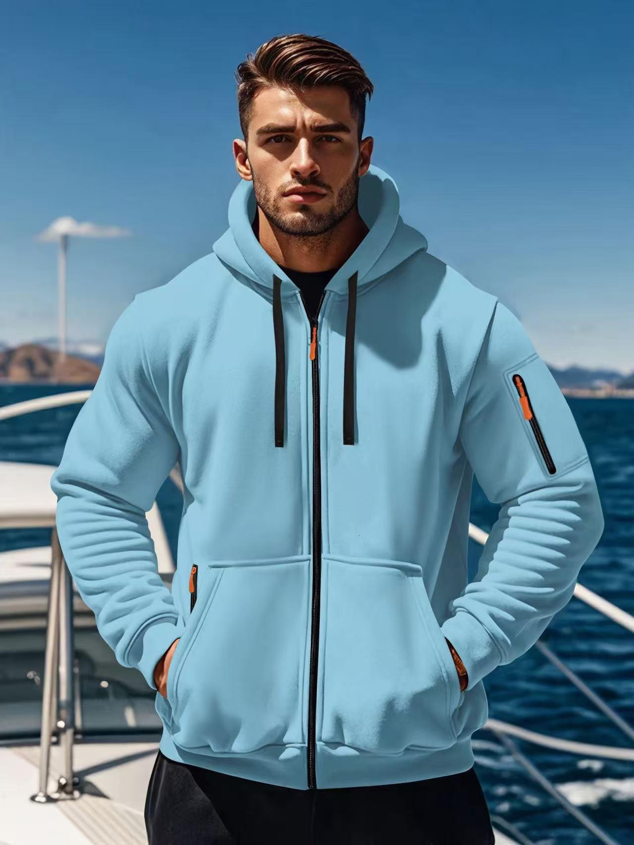 2025 TUME Men s Multi-Pocket Zipper Hoodie Sweatshirt Jacket Small