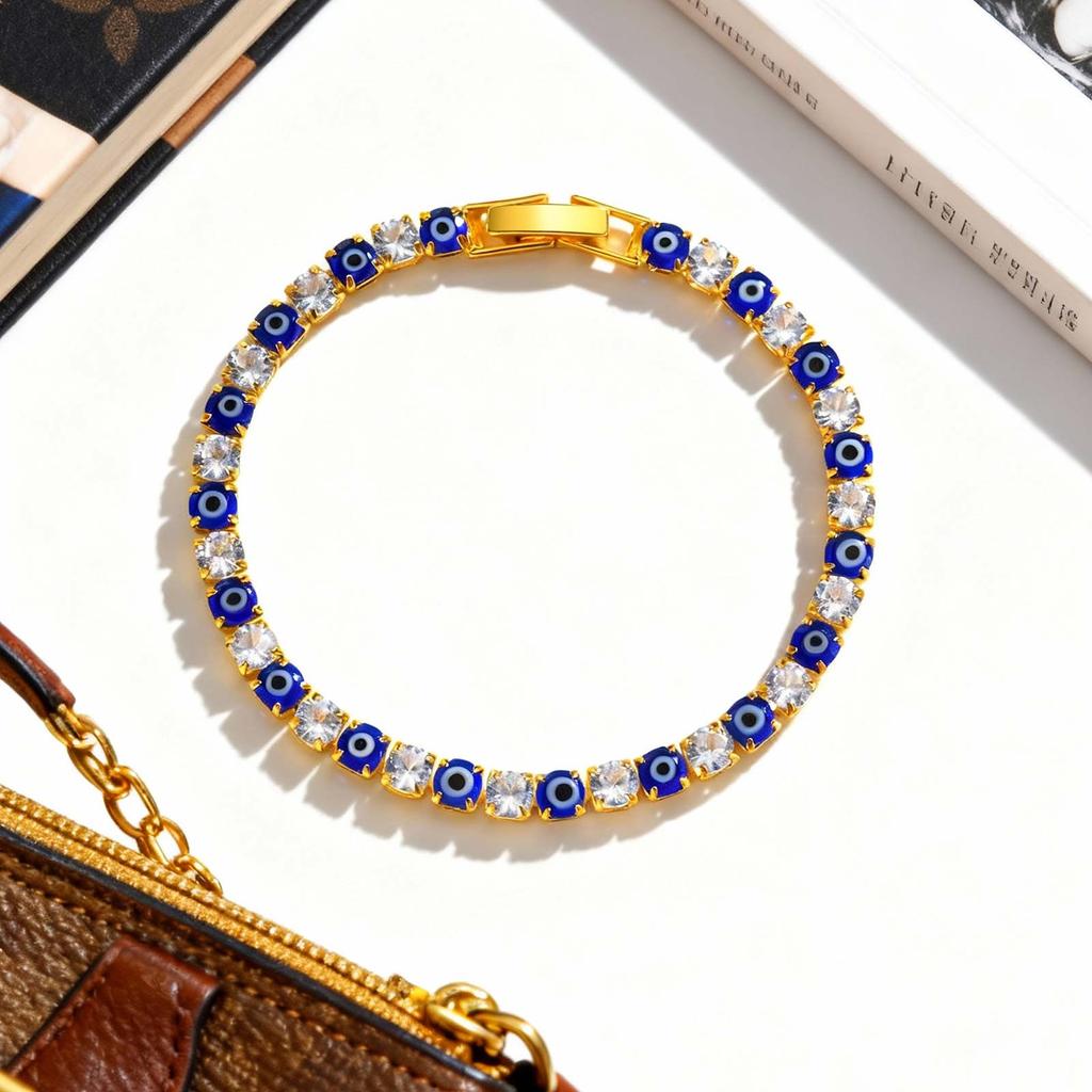 Luxury Zirconia Tennis Bracelet Hiphop Iced Cubic Zirconia Crystal Bracelets For Women Men Devil's Eye Chain Bracelet Jewelry