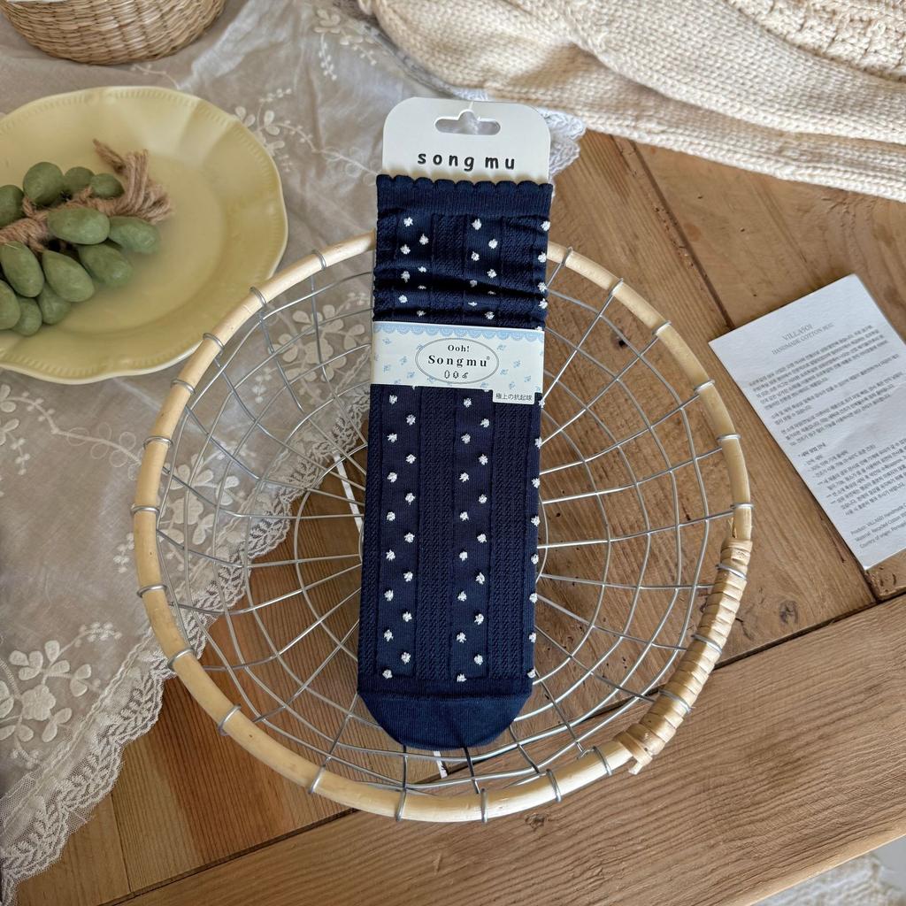 Autumn Korean Texture Doudou Australian Cotton Socks Vintage Boneless Mid-Length Cotton Socks Girl