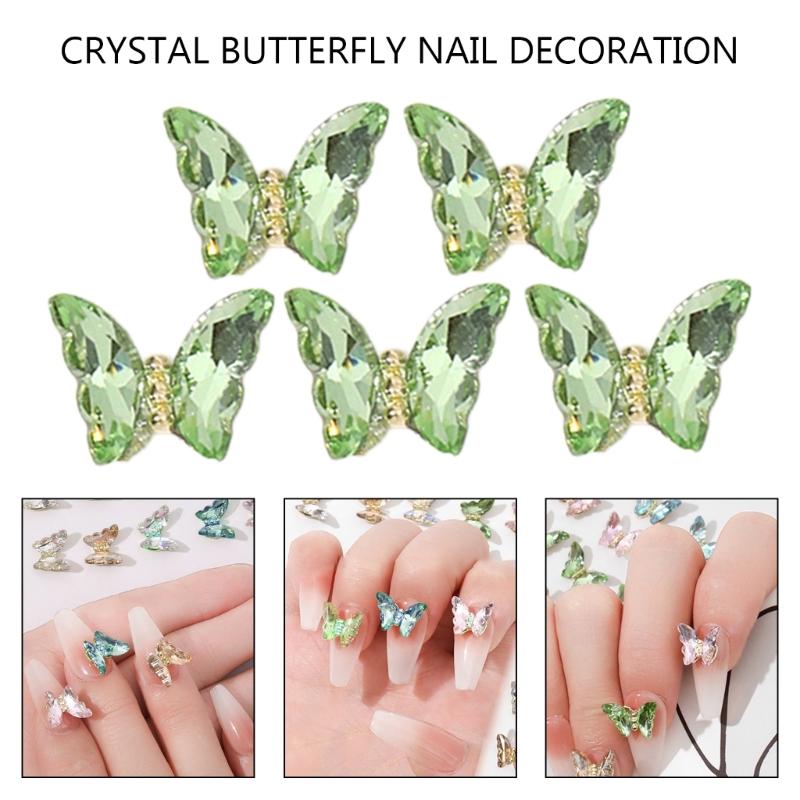1Bag 3D Nail Charms Butterfly Shaped Nail Rhinestones for Women Elegant DIY Nails Art Decoration Accessories