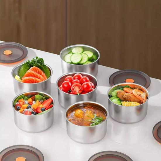 Matbeholdere i rustfritt stål Stabelbar matboks Lufttett kjøkkenorganisator