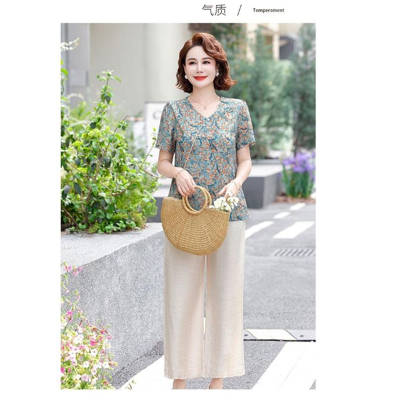 Summer New Chiffon Shirt Casual Top Temperament Middle-aged Chinese Style Shirt Summer
