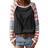 Ladies' Fashionable And Elegant Mixed Color Striped Printed Round Neck Long Sleeved Top