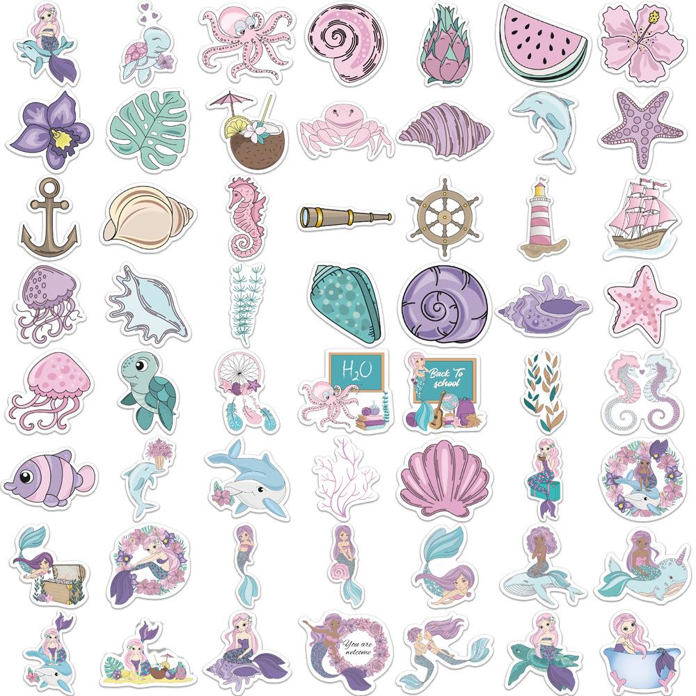 56 Bo Ins Girl Style Mermaid Graffiti Stickers Suitcase Guitar Notebook DIY Waterproof Stickers