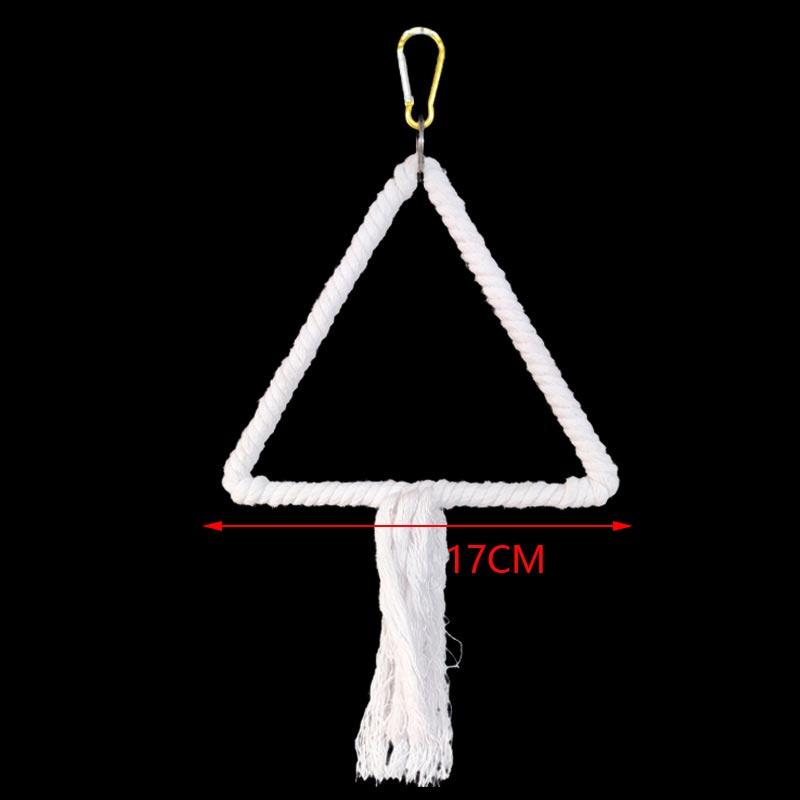 Parrot Cage Swing Toy Round Triangular Iron Wire Cotton Thread Hanging Ring For Bird Pet Birds Toys Accessories Supplies