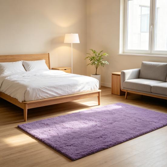 Plush Bedroom Rug, Solid Color Soft Shaggy Carpet, Non-Slip Backing, 19.69 in x 31.5 in Fuzzy Rug for Living Room Kids Room Decor