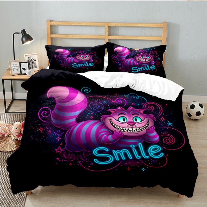 3PCS WonderlCat Fantasy Bedding set,Ideal For1pc Duvet Cover And 2pcs Pillowcases Perfect for Christmas gift,Ideal for Bedroom, Dormitory