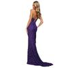 2025 European & American Women's Sexy Sequined Backless Dress with Slit