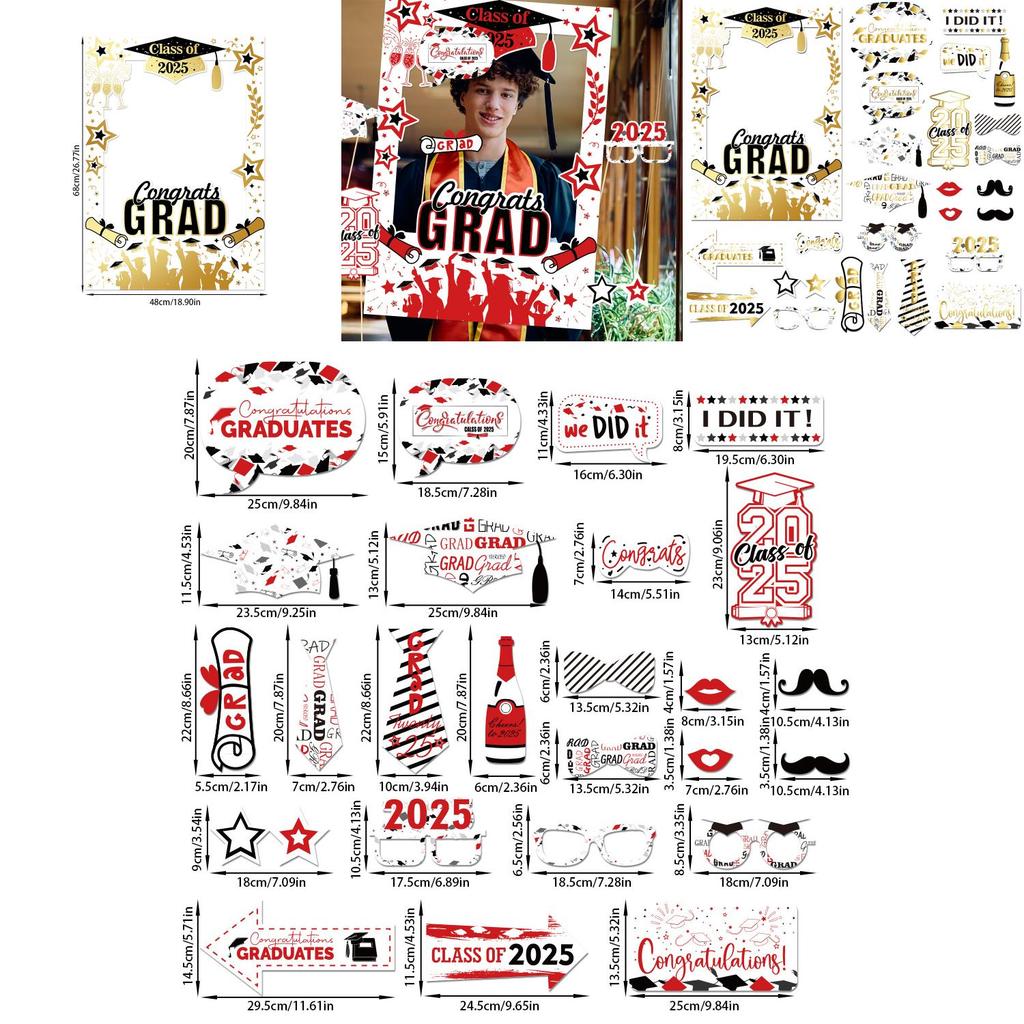 Graduation Event Photo Booth Props With Colorful Paper Frames For Party Decor