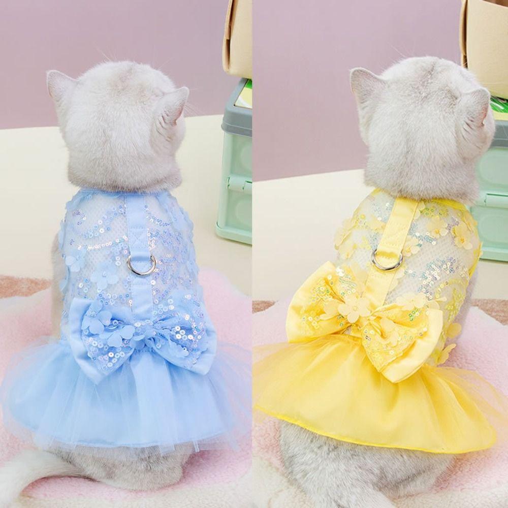 Soft Summer Pet Princess Skirt Sweet Dog Vest Harness Cat Apparel Dog Dress  Spring