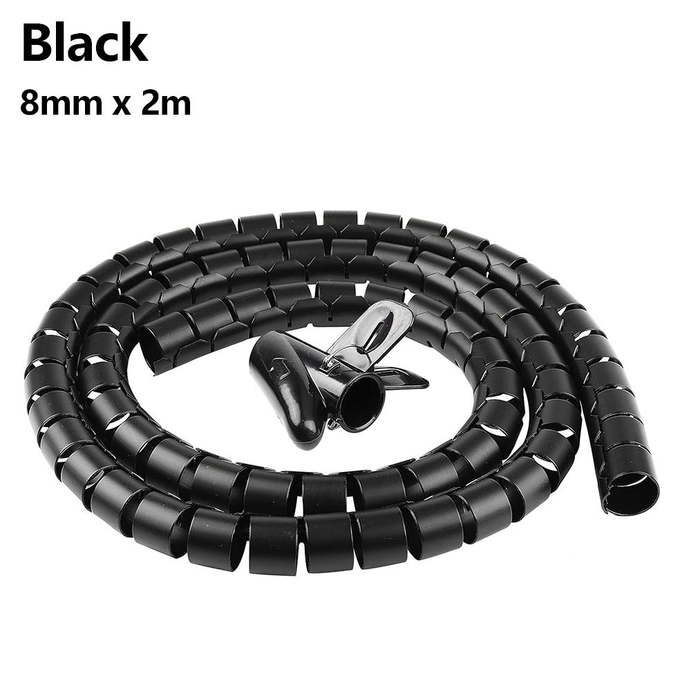 

Universal 2M Flexible Black Cable Protector Wrap Line Coiled Management Tube for Office Wire Cord Organizer Cover Sleeve