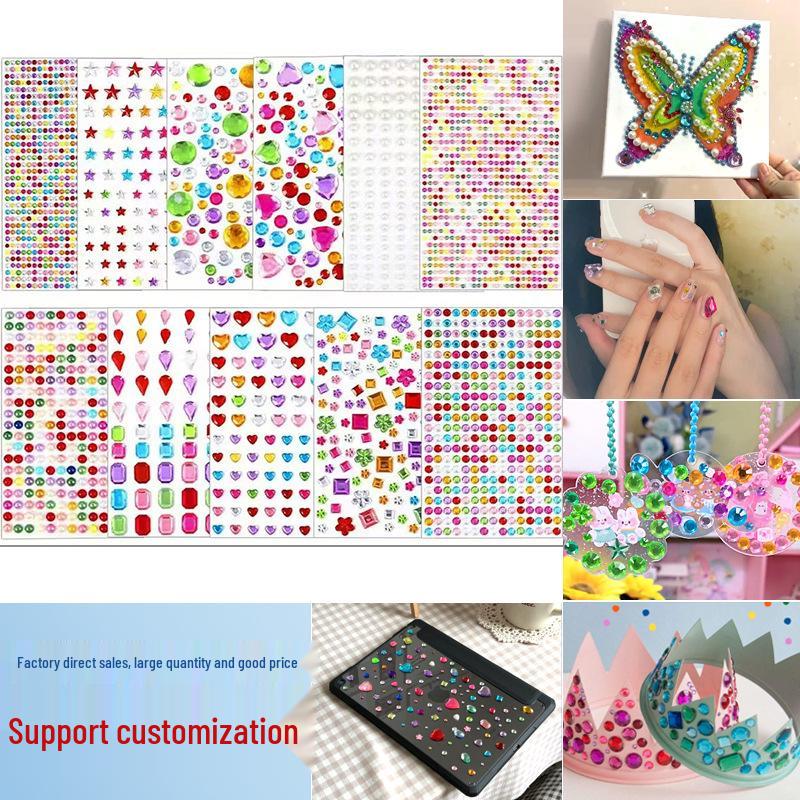 Colorful Acrylic Gem Stickers for Kids - Creative DIY Pearl and Diamond Designs