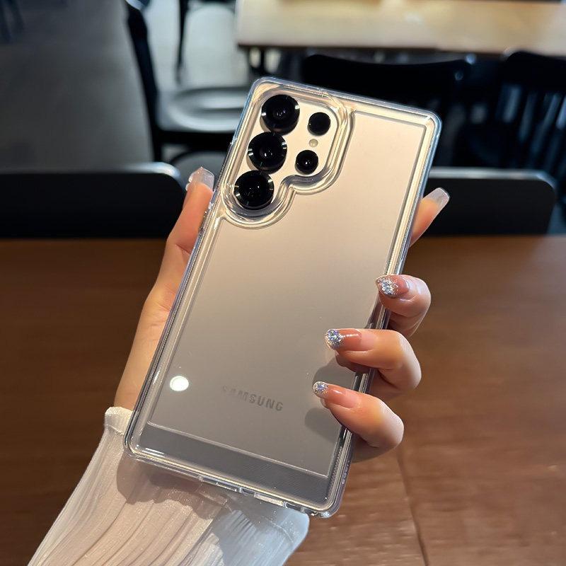 

Luxury Acrylic Transparent Case for Samsung Galaxy S26 Ultra S24 S25 S22 Plus S23 FE A55 A56 A37 A17 Clear Metal Button Cover Galaxy S20