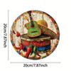Vibrant Fiesta Metal Wall Art 8x8 Inch Embossed Aluminum Sign Outdoor Party Decor