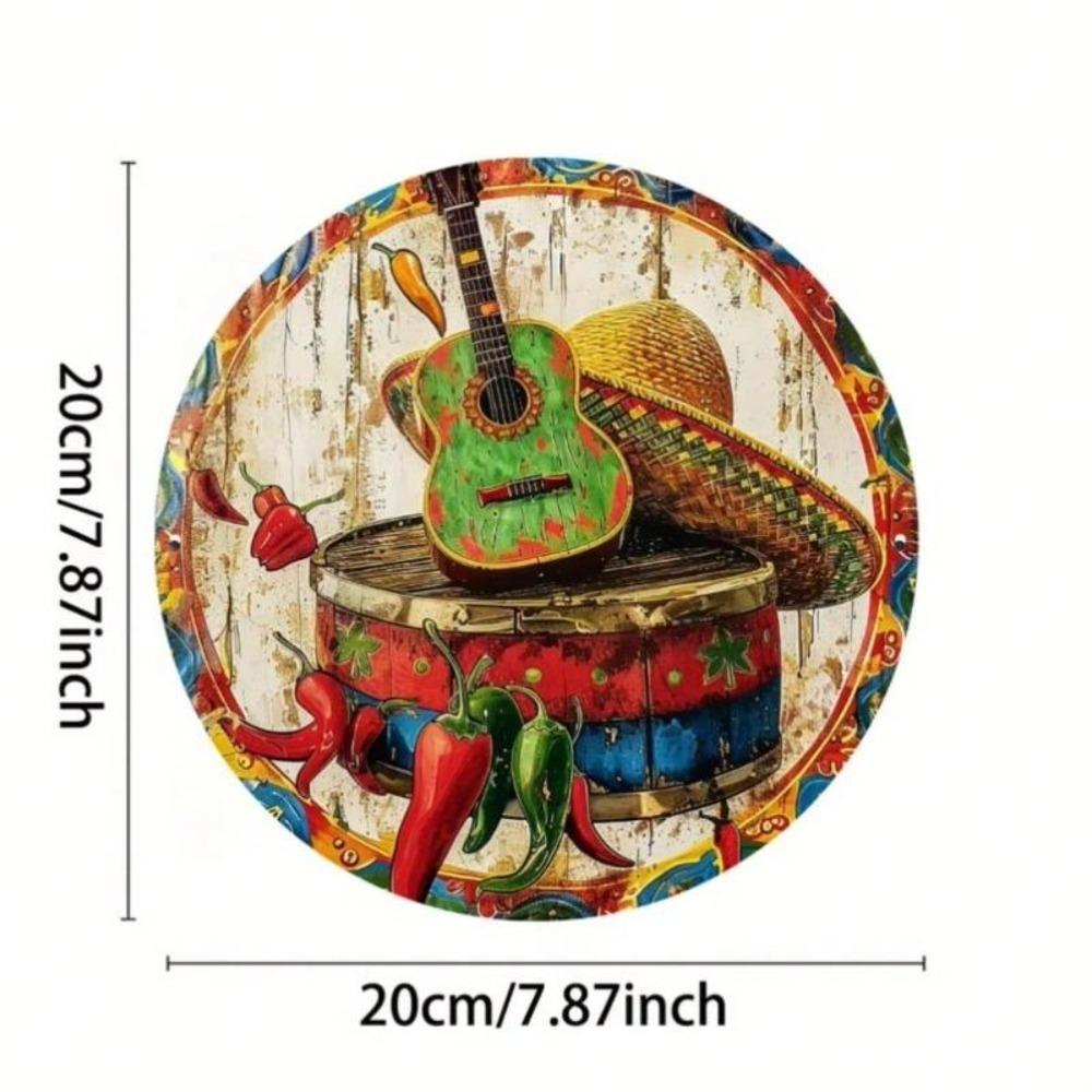Vibrant Fiesta Metal Wall Art 8x8 Inch Embossed Aluminum Sign Outdoor Party Decor