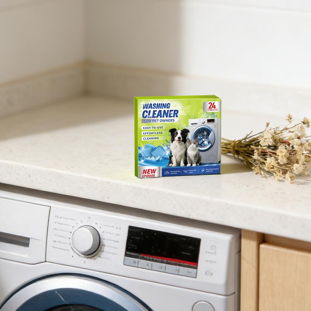 Washing Machine Cleaner Tablets for Pet Owners 24 Count Easy to Use Effortless Cleaning Decontamination Molecule Formula Fresh and Clean