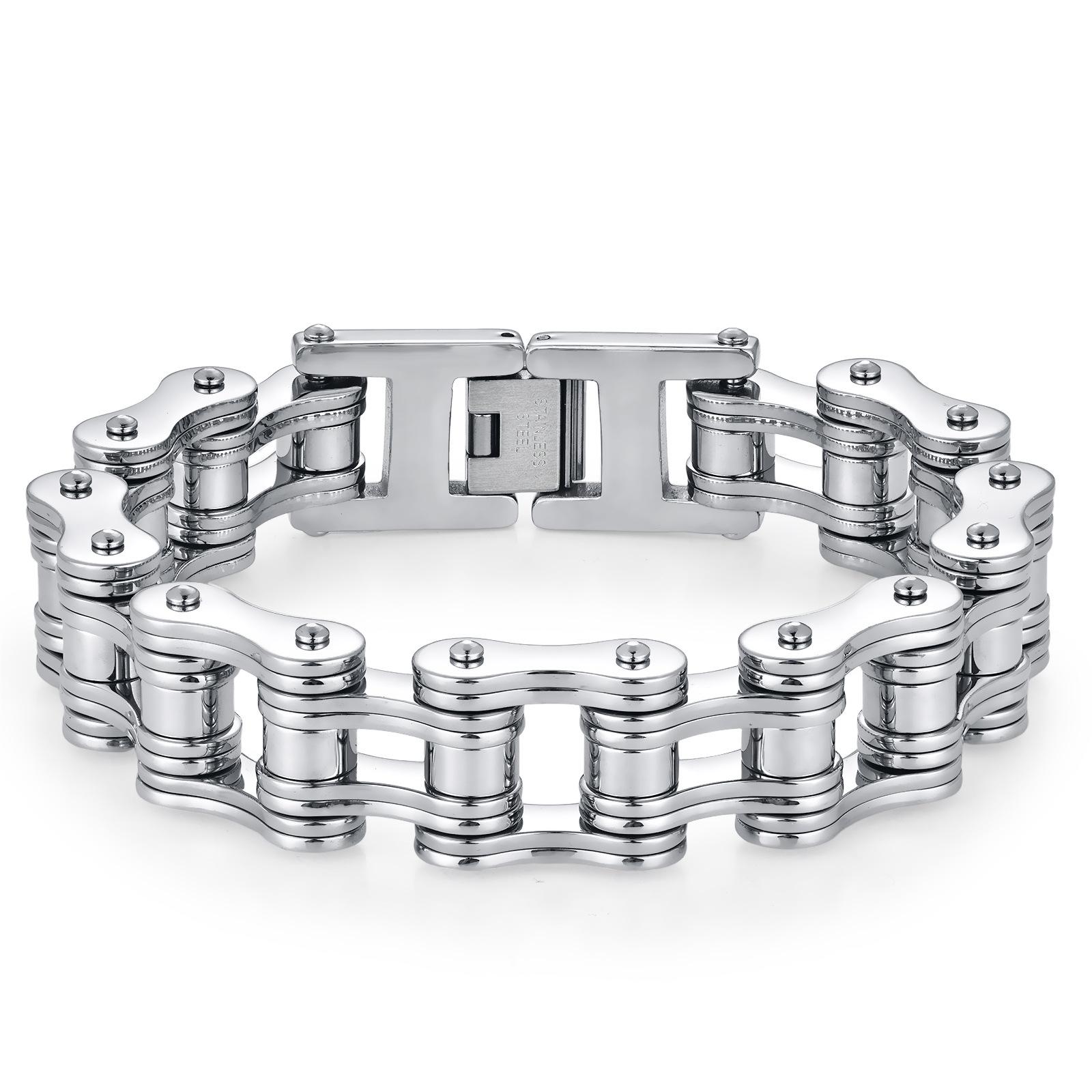 Personalized Titanium Steel Bicycle Chain, Men S Atmospheric Simple Stainless Steel Bicycle Chain Bracelet, Locomotive Chain Bracelet width 16mm*length 22cm