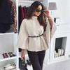 Women's Spring, Autumn and Winter Fashion Solid Color Waist Straps Woolen Cloak Jacket Women's Clothing