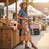 Damen Denim Patchwork Bedrucktes Lässiges Lockeres Maxikleid