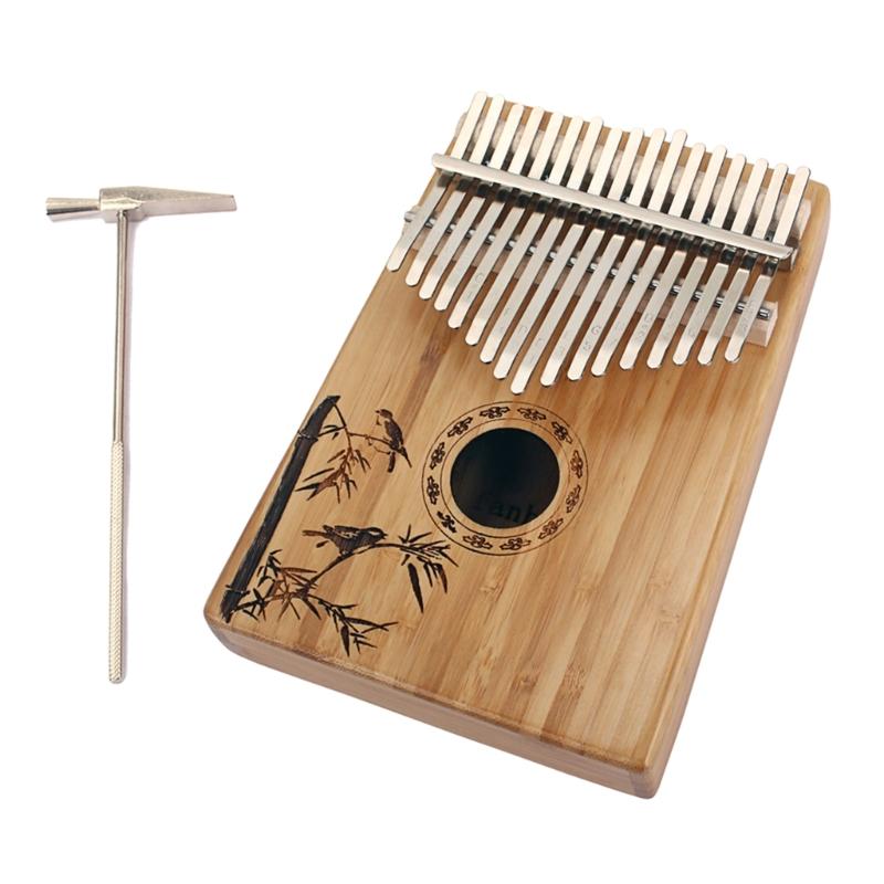 Kalimba 17 Keys Thumb Piano with Study Instruction & Tune Hammer Wood Finger Piano for Kids Adult Beginners Professional