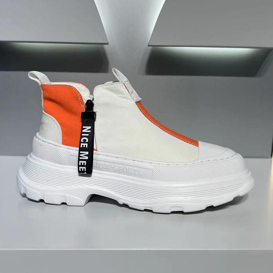 

Модная мужская обувь дышащая новая обувь с высоким верхом толстая подошва увеличивающая рост для бега спортивная повседневная парусиновая обувь 6 44 оранжевый