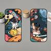 Q-Q-Version des Astronauten Handyhülle für Samsung Galaxy A91,80,73,72 ,71,53,52,32 ,31,22,21s,20, Weiche Schwarze Hülle