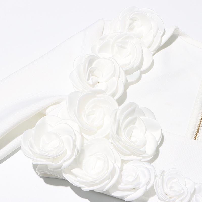 Elegant European & American Floral Long-Sleeve Top and Slit Skirt Set - Sexy Independent Design for Women