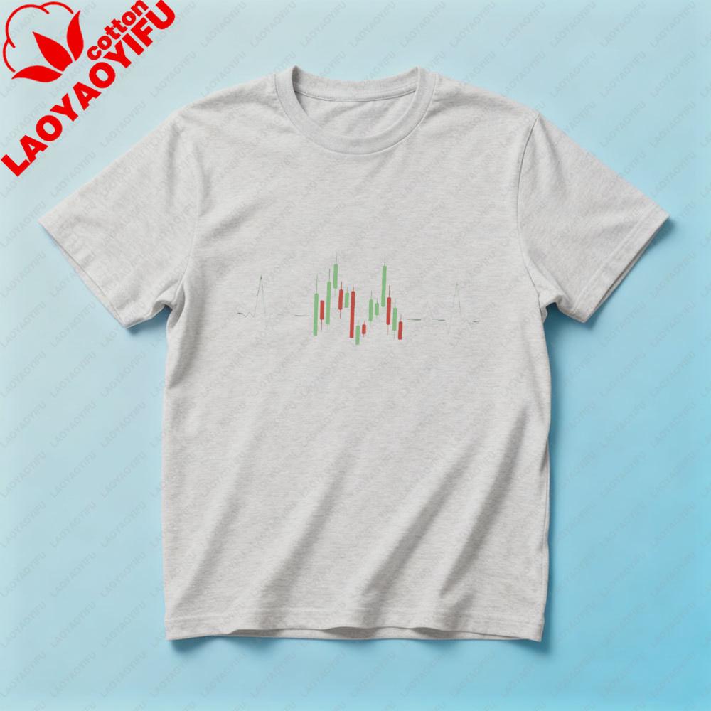 Stock Market Heartbeat Candlestick Chart TShirt Finance Trader Graphic Crew Neck Tee Men Women Unisex Summer Cotton Tshirt