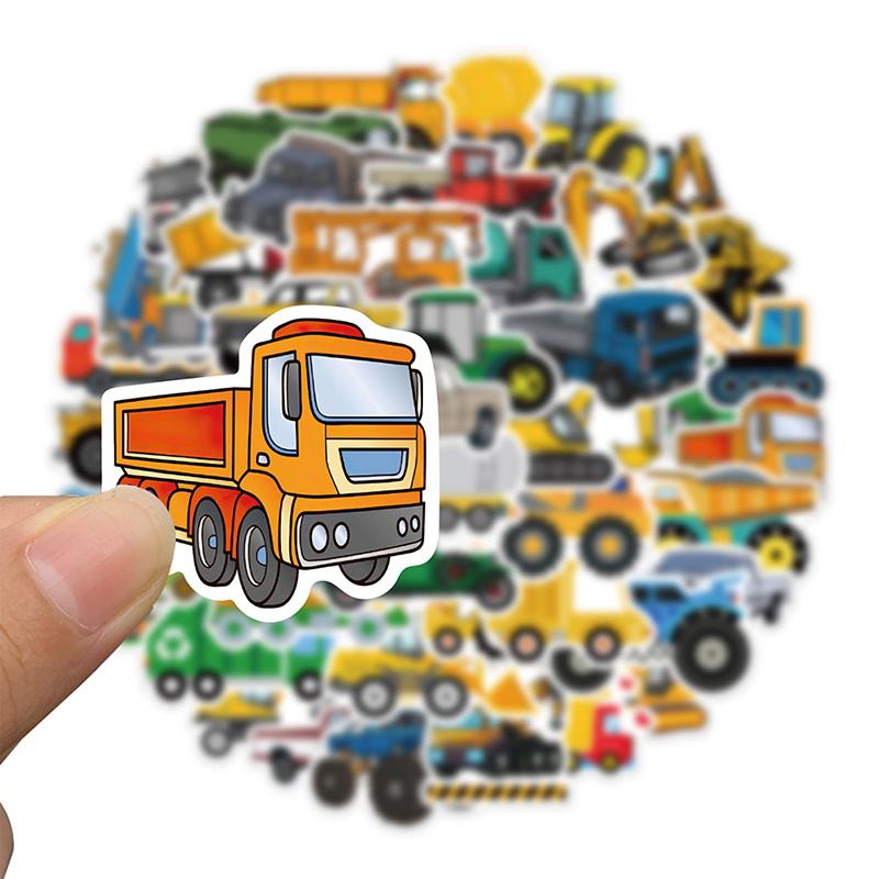 50Pcs Engineering Vehicle Truck Graffiti Sticker Guitar Suitcase Laptop Decal