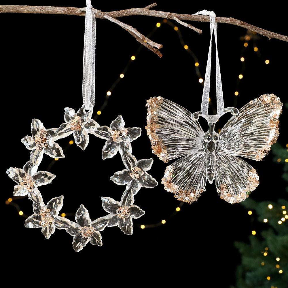 Sparkling Snowflake Ice Strip Pendants Christmas Snowflake Icicle Pendants  Holiday Party Supplies