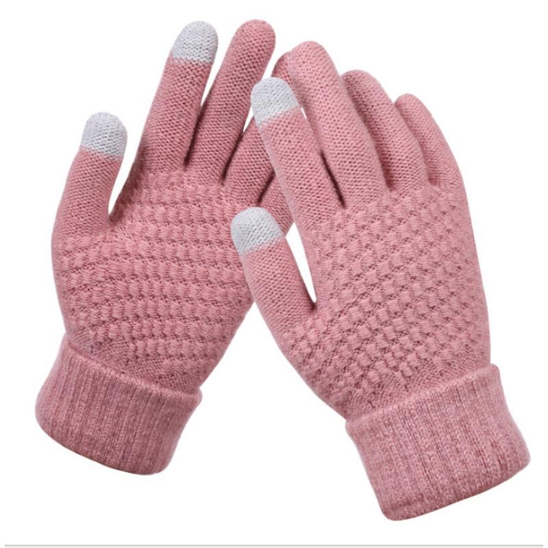 Touch Screen Gloves Women's Winter Knitted Fleece Jacquard Thickened Non-slip Warm Fashion Winter Gloves
