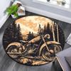 Vintage Motorcycle Round Area Rug,Carpet Rug for Living Room Bedroom Sofa Playroom Decor,Non-slip Floor Mat