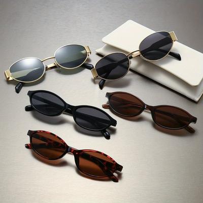 5pcs Fashion Diamond Metal Frame Men's and Women's Glasses Casual Wear Matching Accessories