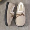 Couple Solid Color Slip On Loafers with Warm Plush Lining Comfortable Non-Slip Rubber Sole Durable House Shoes