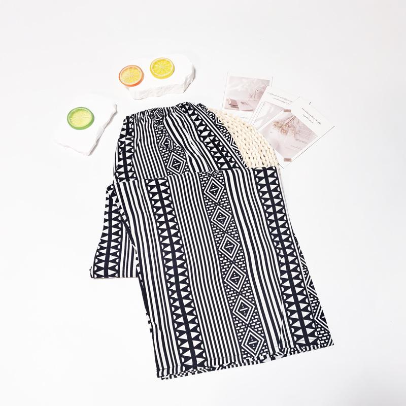 Women's Summer Cotton Silk Nine-Point Wide-Leg Pajama Pants - Plus Size, Loose, Breathable, Cooling, Ideal for Beach and Air Conditioning Comfort