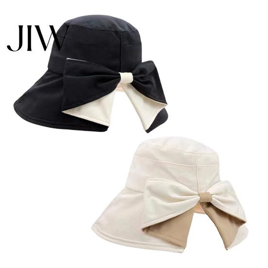 Packable Travel Hat with Bow 2 Pcs Women's Bowknot Bucket Hat, UV Protection Wide Anti Face Neck Brim Foldable Sun for Beach, Hiking, Camping, Outdoor