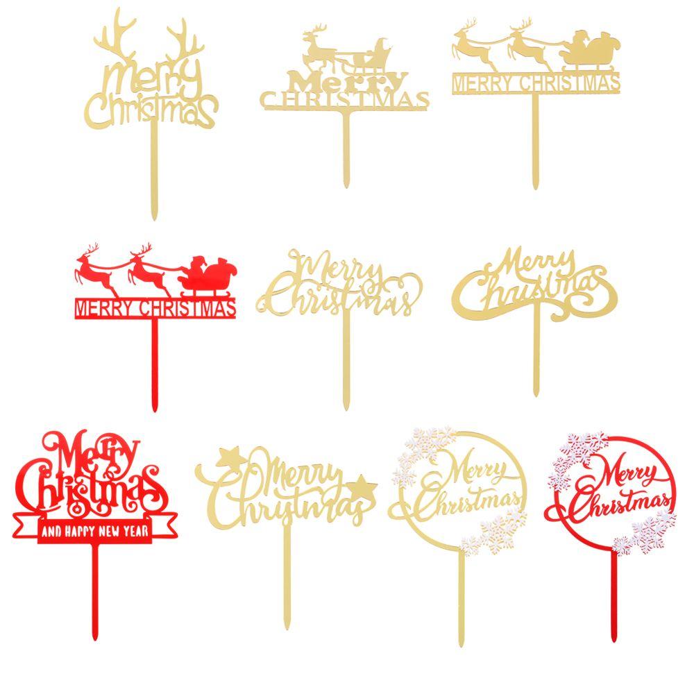 

Товары для рождественской вечеринки, свадебные украшения, подарки, акриловый декор, двухслойный Топпер для торта с Рождеством Type 1